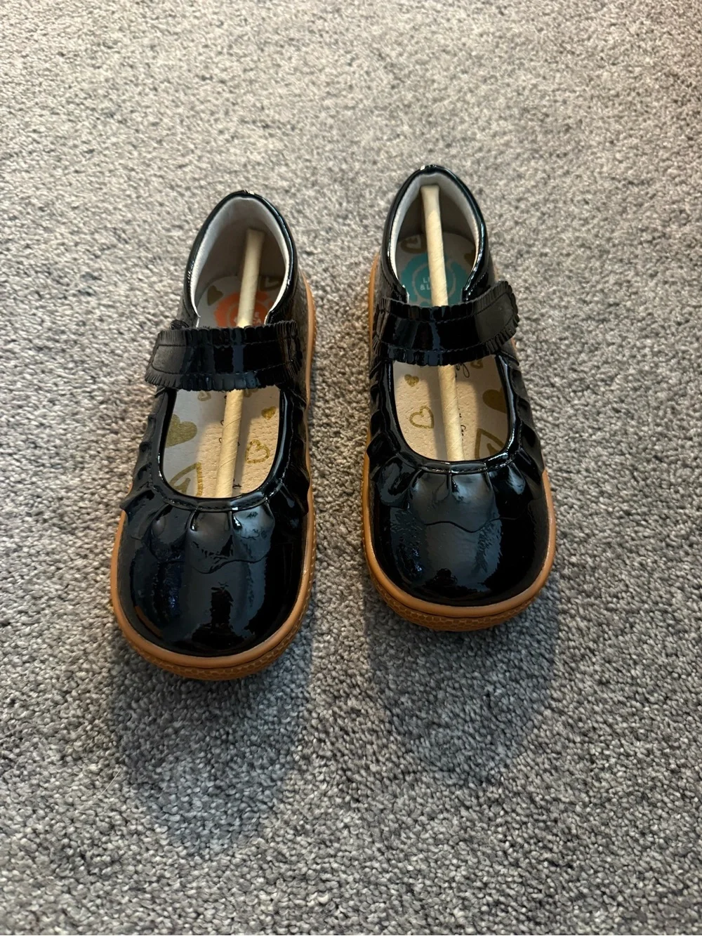 Livie & Luca Ruche Black Patent Mary Janes Sz 12